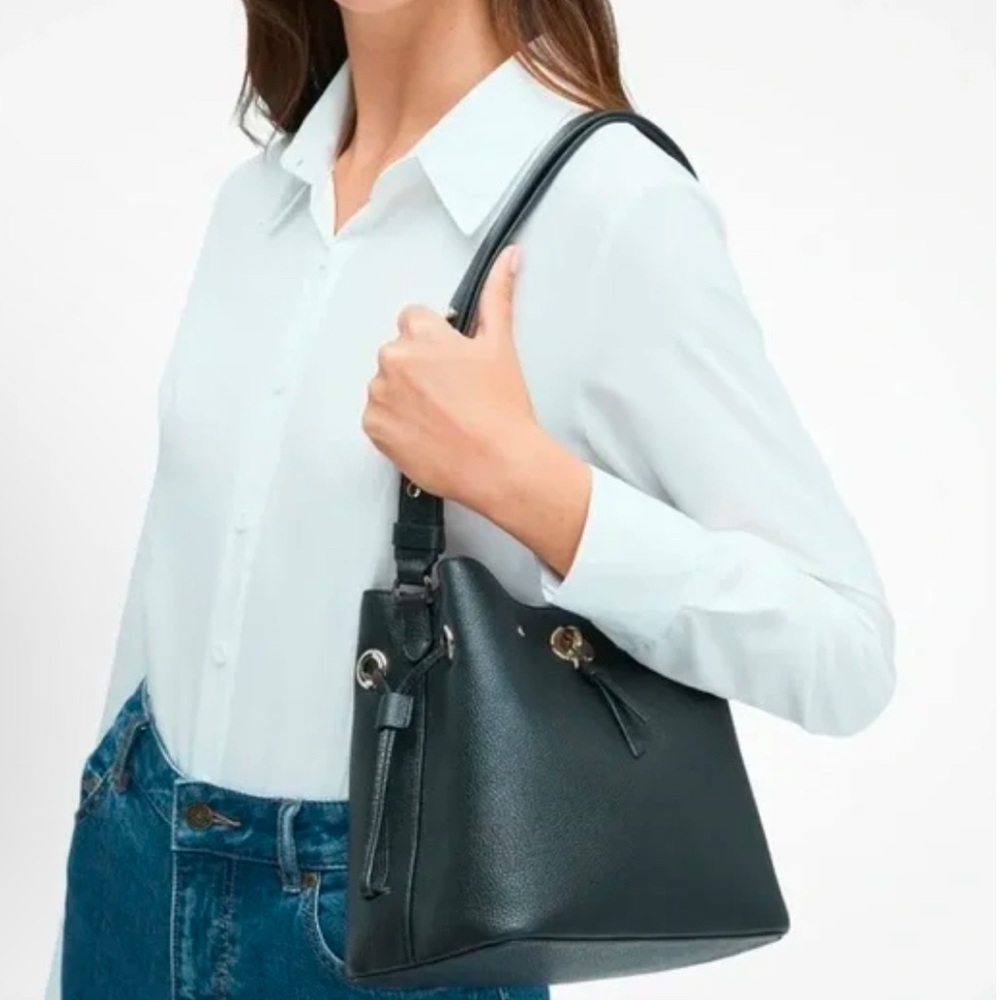 Kate Spade Marti Small Bucket Bag - Black Pebbled Leather - New without Tags - Picture 2 of 6